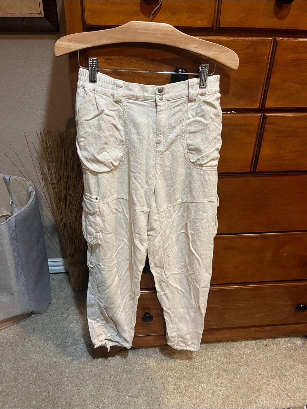 Anthropologie Off-White Drawstring Casual Pants